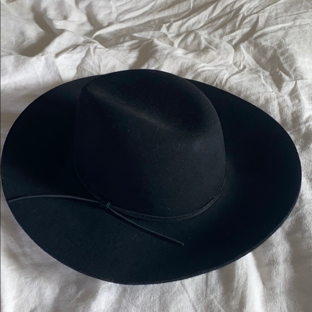 Wide Brim Wool and Leather Hat